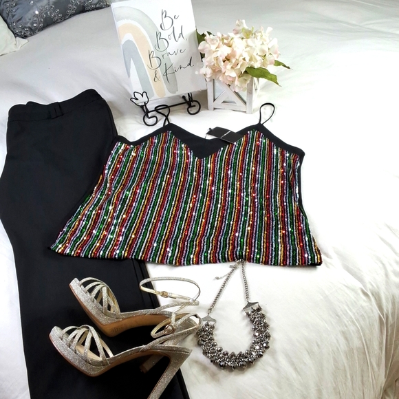 Sequin Women's Camisole Concert Elegant Wear Metallic Resortwear Vacation - Picture 14 of 14